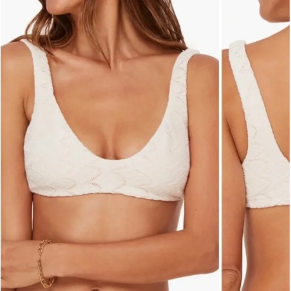 Andie Other - NEW Andie the Delray Swim Top Gardenia Cream Scalloped‎ Eyelet Size L Bride Soft